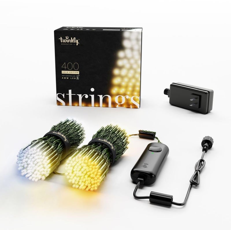 Twinkly Strings 400 LED RGB, LED Light String for in- and Outdoor, Smart LED Lights, Mappable LEDs, Compatible with Alexa and Google Home, IP44, Green Wire, 105ft - Image 1